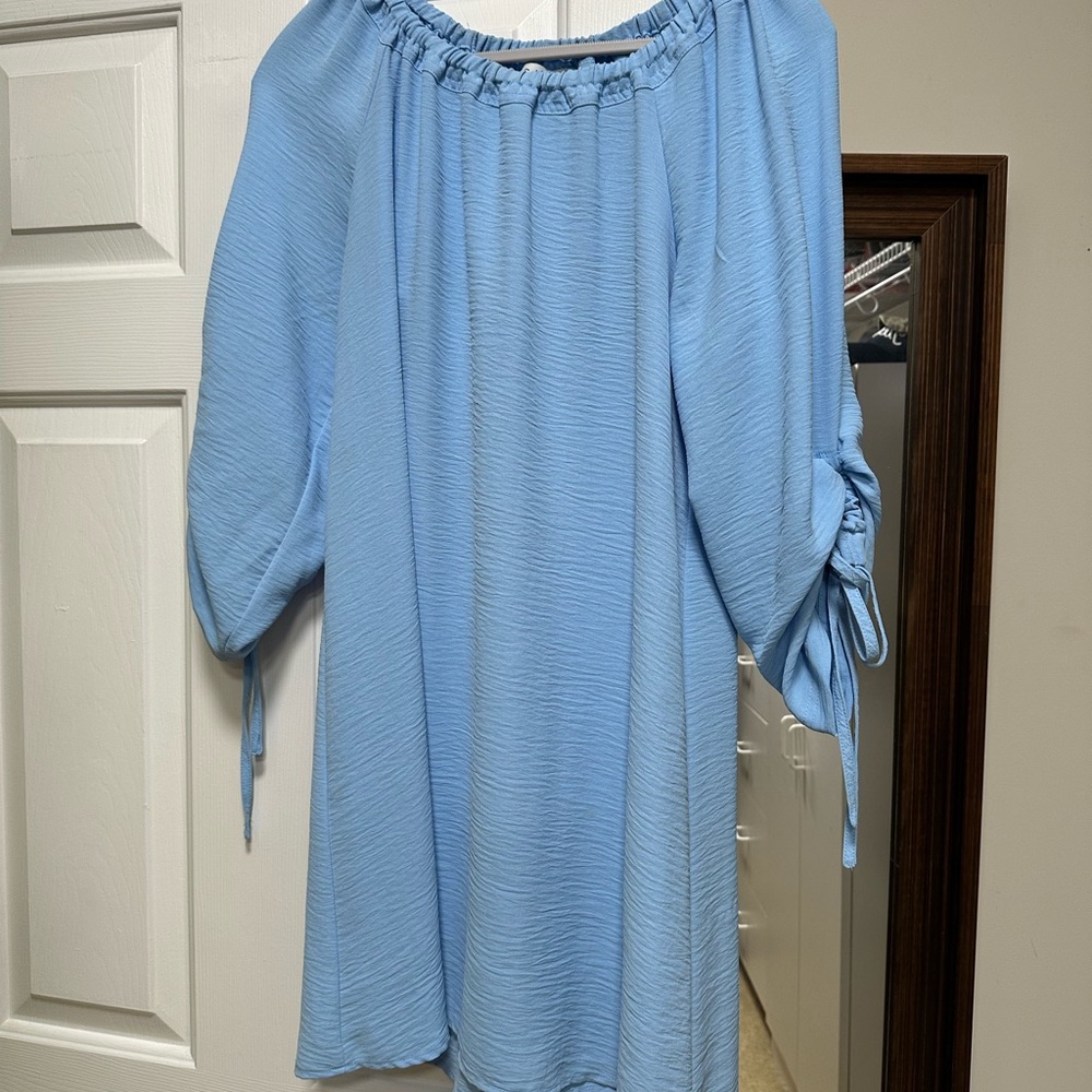 Calvin Klein Sky Blue Off-Shoulder Top